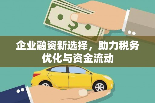 民和企业融资新选择，助力税务优化与资金流动