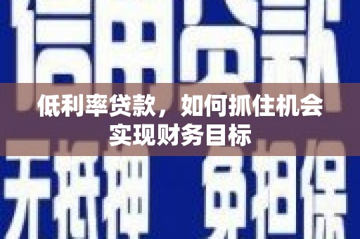 民和低利率贷款，如何抓住机会实现财务目标