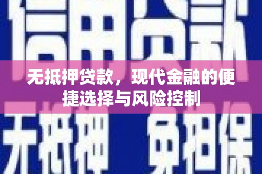 民和无抵押贷款，现代金融的便捷选择与风险控制