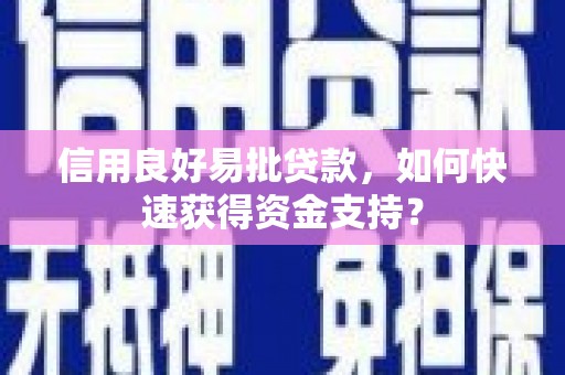 民和信用良好易批贷款，如何快速获得资金支持？