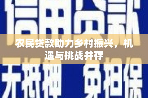 民和农民贷款助力乡村振兴，机遇与挑战并存