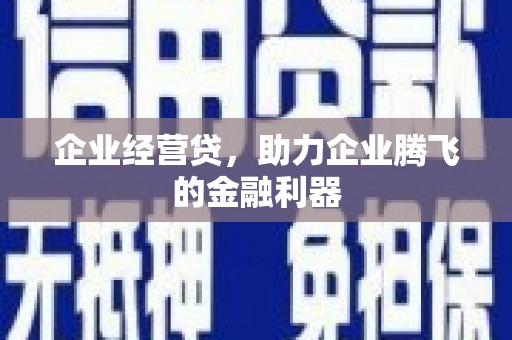 民和企业经营贷，助力企业腾飞的金融利器