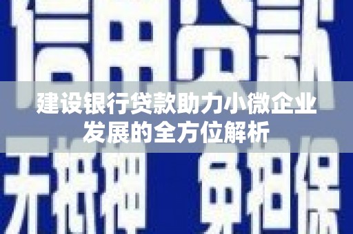 民和建设银行贷款助力小微企业发展的全方位解析